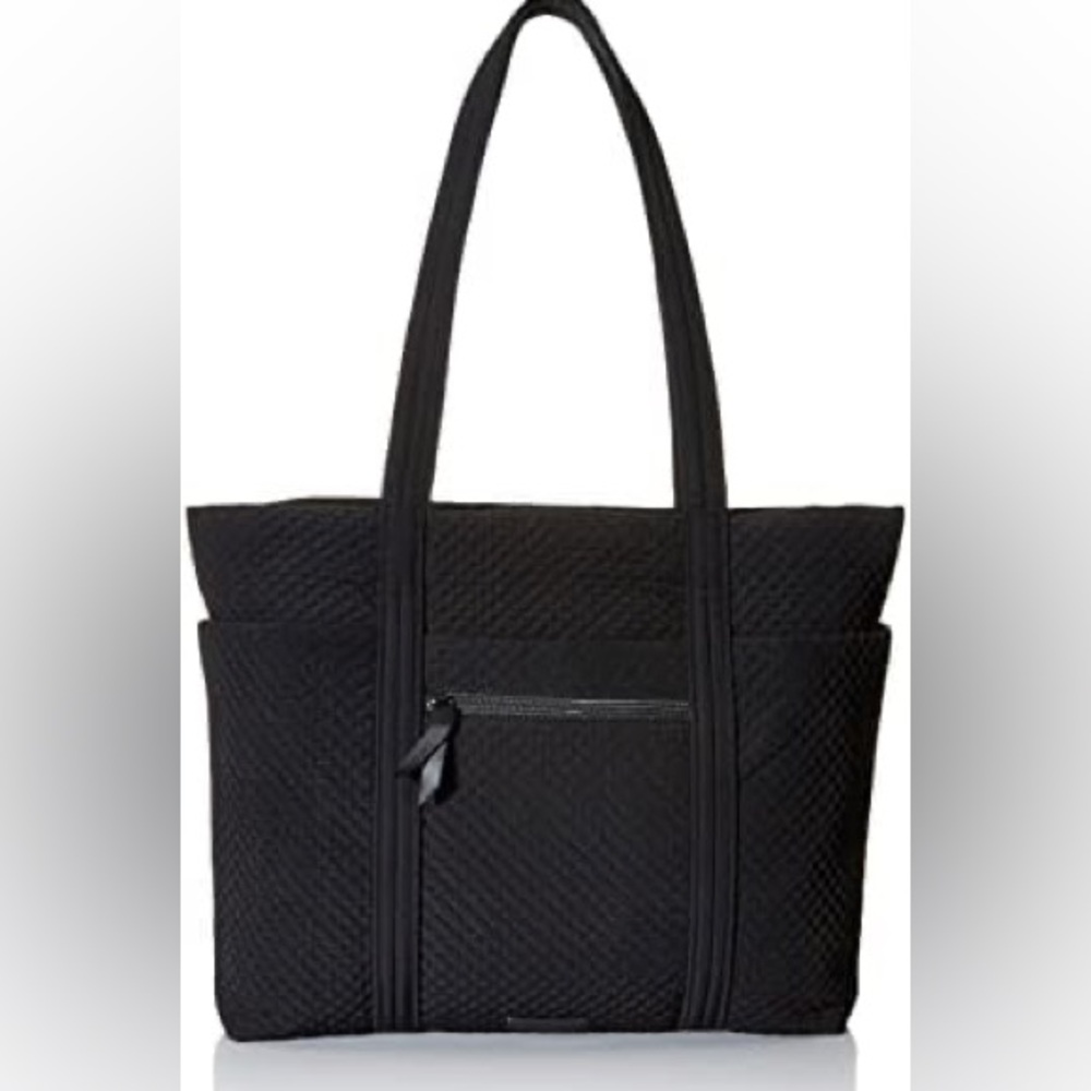 Vera Bradley Original Black Microfiber Quilted Tote Bag - Picture 4 of 7